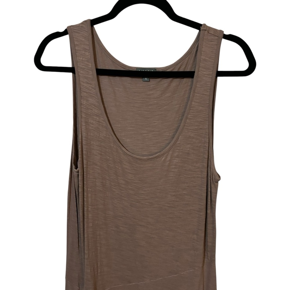 Lilla P Asymmetric Layer Dress Tan Light Brown Sleeveless Crewneck - Picture 2 of 7